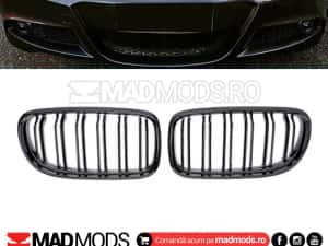 Set grile duble M BMW Seria 3 E90 / E91 LCI FL Facelift, Negru lucios — miniatura 10