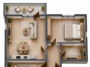 Apartament cu 3 camere, dressing si balcon, etajul 1 — miniatura 4