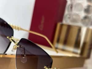 Ochelari de Soare Cartier CT0545S Polarised Noi Full Box [Verificare Colet] Gold — miniatura 5