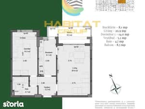 Pallady 2 camere decomandat spatios 61 mp bloc tip Boutique — miniatura 4