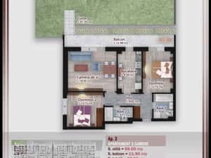 Apartament 3 camere cu GRADINA PROPRIE 90mp,Pallady Titan,M Teclu