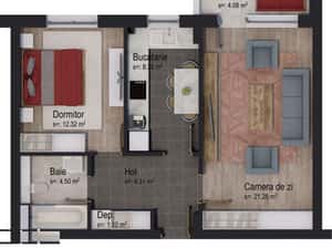 Apartament cu 2 camere Rainbow by Casa Nobel