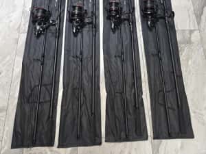SET 4 Lansete 3,90metri PRO FL Strong Carp 3.5lbs 2segmente + 4 Mulinete EastShark S CARP 8000 6+1RULMENTI NEW 2026