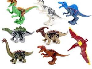 Set 8 dinozauri noi tip Lego Jurassic World cu Brahiosaurus