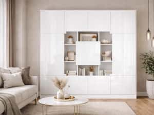 Biblioteca cu fronturi alb lucios 177/40/181 inaltime — miniatura 4