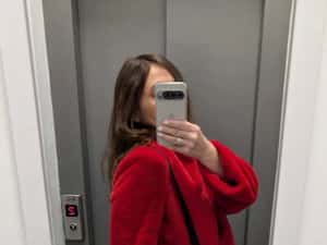 Jachetă din blană eco roșie + geantă animal print CADOU — miniatura 2