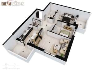 Apartament 3 camere, 80 mp, Dream Residence — miniatura 2
