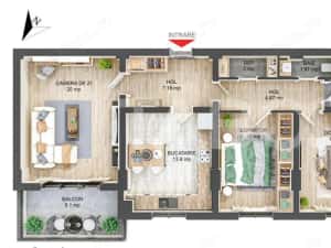 Apartament decomandat 3 camere 2 bai 83 mpu 2 balcoane Sibiu Rahovei — miniatura 4