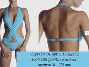 Costum de baie intreg monokini VERSACE import Italia turcuaz M 750 RON