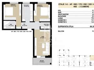 Apartament 3 camere decomandat 2 bai Grand Arena Dealul Cucului. — miniatura 4