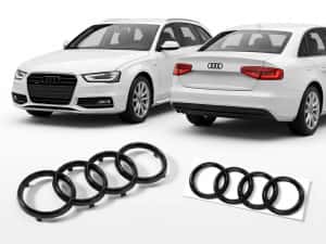 Set Embleme Audi pentru A3 8V, A4 B8, A4 B9 si A5 F5, Fata 273 mm + Spate 192 mm, Negru Lucios — miniatura 4