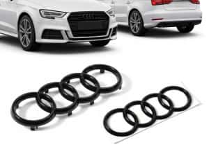 Set Embleme Audi pentru A3 8V, A4 B8, A4 B9 si A5 F5, Fata 273 mm + Spate 192 mm, Negru Lucios — miniatura 5