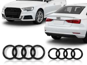 Set Embleme Audi pentru A3 8V, A4 B8, A4 B9 si A5 F5, Fata 273 mm + Spate 192 mm, Negru Lucios — miniatura 6