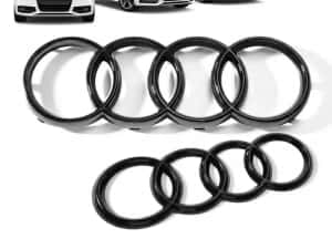 Set Embleme Audi pentru A3 8V, A4 B8, A4 B9 si A5 F5, Fata 273 mm + Spate 192 mm, Negru Lucios — miniatura 9