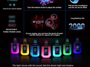 Narghilea Multifunctionala 120k Iluminat RGB Audio Reincarcabil — miniatura 6