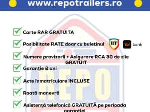 Remorca REPO dublu ax 750 kg, remorci atv, RAR inclus — miniatura 6