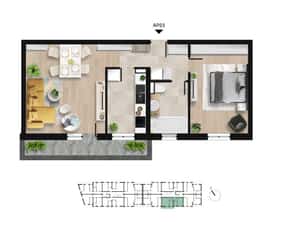 Apartament 2 camere, cu balcon spațios langa Lacul Morii — miniatura 3