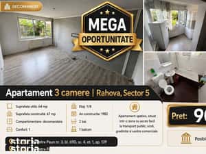 OCAZIE --- Apartament 3 camere  67.6 mp, Rahova - Parc Pecineaga