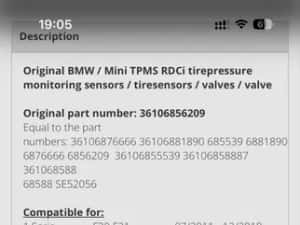 Senzori Presiune jante BMW F20 F21 F30 F31 F32 F33 F34 F36 F16 F15 F86 — miniatura 8
