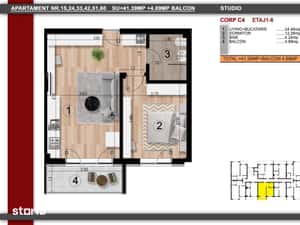 MUTARE RAPIDA!! Studio spatios 46mp, Metrou Berceni 15min — miniatura 6