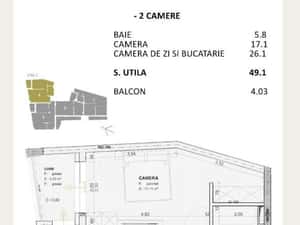 Apartament 2 camere, 49 mp, FINISAT, nZEB, Central — miniatura 3