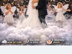 Fum greu, gheata, ÎNGERAȘI dansatori pentru dansul mirilor