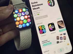 [SIGILAT] Smartwatch - ceas inteligent Dafit Rainbow Mesh Apple/Android auriu cu doua curele