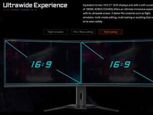 Monitor OLED Gigabyte AORUS 49-inch 5120x1440 Nvidia 144Hz PIP 2x5W — miniatura 6