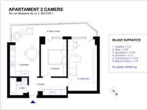 Închiriere apartament 2 camere – Ion Mihalache / Domenii S1