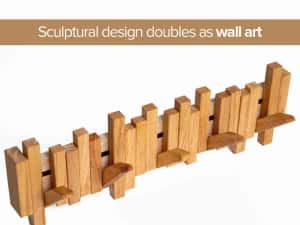 Cuier de perete, Lemn 100% natural, Rezistent, Elegant, Include elemente de fixare — miniatura 6