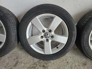 Vând jante originale vw 16 " ,5x112 , anvelope vară Hankook  205/55/16