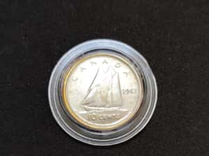 Moneda argint 10 Cents, CANADA, 1943 — miniatura 2