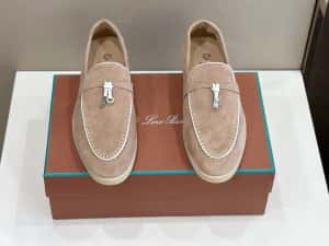 Scarpi Loro Piana Summer Walk – Suede Bej Deschis Premium — miniatura 3