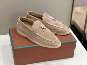 Scarpi Loro Piana Summer Walk – Suede Bej Deschis Premium — miniatura 4