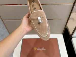 Scarpi Loro Piana Summer Walk – Suede Bej Deschis Premium — miniatura 5