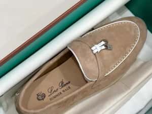 Scarpi Loro Piana Summer Walk – Suede Bej Deschis Premium — miniatura 8