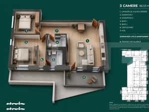Apartament 3 camere premium | Ansamblu nou | Buna Ziua — miniatura 2