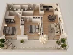 Apartament 3 camere cu balcon de 18 mp, KronenPark — miniatura 5