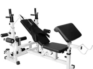 Banca multifunctionala alba + set greutati fonta, 108 kg — miniatura 2