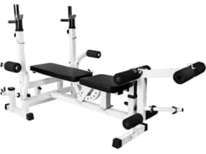 Banca multifunctionala alba + set greutati fonta, 108 kg — miniatura 4