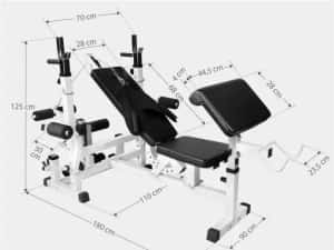 Banca multifunctionala alba + set greutati fonta, 108 kg — miniatura 5