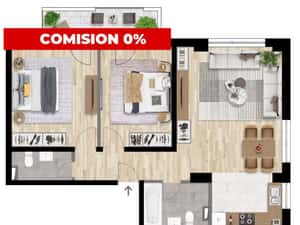Apartament de 3 camere cu 2 bai cu CF , Cu View, Bloc Nou! — miniatura 3