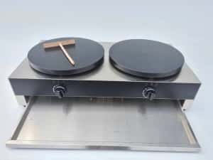 Plita dubla clatite uriase 40cm x 2 pe gaz CREPIERA OLANDA GPL — miniatura 5