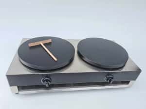 Plita dubla clatite uriase 40cm x 2 pe gaz CREPIERA OLANDA GPL — miniatura 8