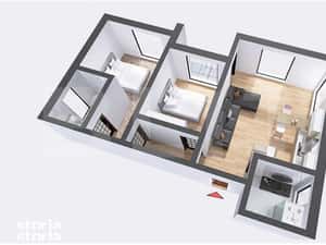 Apartament 3 camere, 71 mp, decomandat - Zona 22 Decembrie 1989