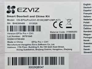 EZVIZ EP3x pro +Chime CH1, sonerie 2K cu cameră cu panou solar, sonerie video cu lentilă dublă, SIGILATA — miniatura 4