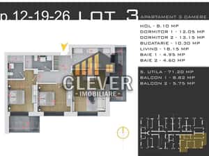Ap 3 cam Decomandat – 85mp – Zona Pallady – Comision 0% — miniatura 3