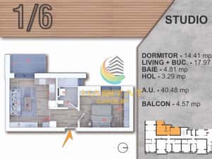 Piata Alba Iulia 2 camere STUDIO 45 mp bloc tip BOUTIQUE — miniatura 4