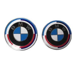 Set 7 Embleme Aniversare BMW 50 de ani Capota Portbagaj Jante si Volan — miniatura 7