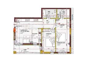 Apartament semifinisat, 78 mp, bucatarie inchisa, incalzire in pardose
